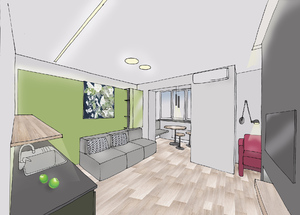 Заказать Блиц-дизайн-проект интерьеров online для людей строящих свой дом, квартиру в г. Барселона . Кухня-гостиная 17м2