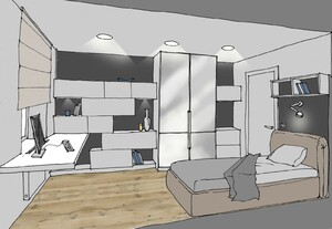 Заказать  online личный Блиц-проект интерьеров квартиры или дома в г. Барселона  . Спальня-кабинет 10,2 м2.